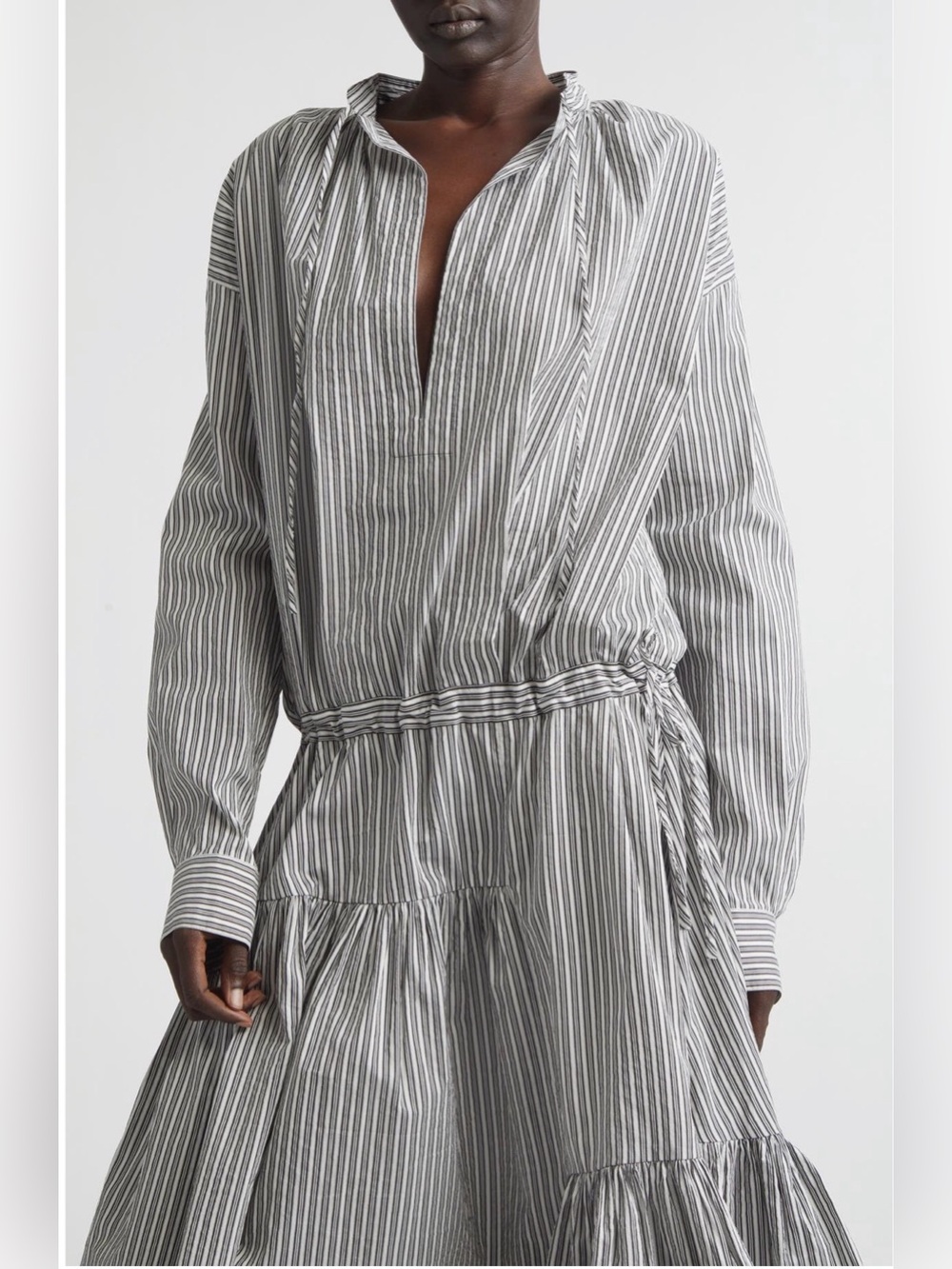 Dries Van Noten washed striped long sleeve cotton & silk dress - Picture 5 of 8